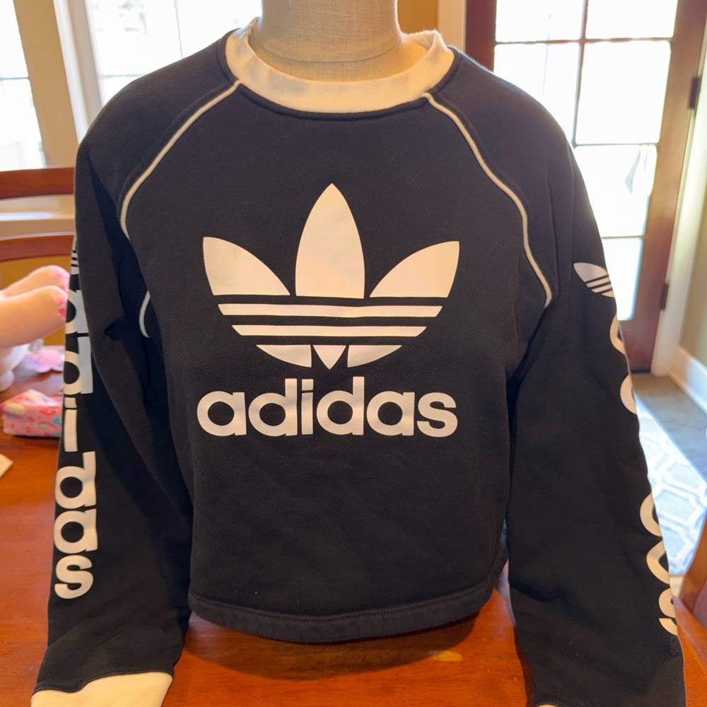 adidas Originals Women's Originals Linear Logo Cropped Sweater